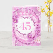 45 Pink Cherry Blossom Floral Milestone Birthday カード (黄色い花)