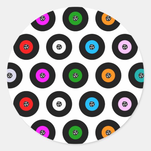 45 RPMレコード独身のシームレスなバックグラウンド ラウンドシール (正面)