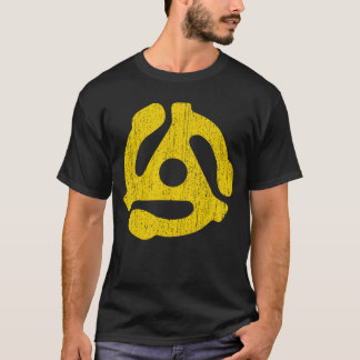 45 RPM レコードアダプター ビンテージターンテーブル イエロー ラフ Tシャツ