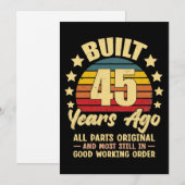 45 Years Ago All Parts Original 45th Birthday サンキューカード (正面/裏面)