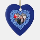 45thサファイア記念日カスタムのハートブルー セラミックオーナメント (右)
