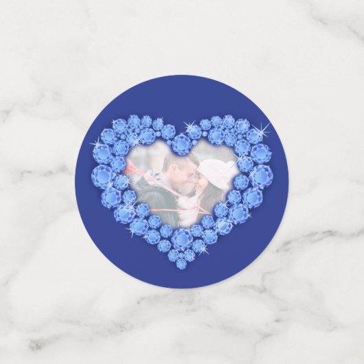 45thサファイヤ結婚の記念日ハートブルー写真 コンフェッティ (スモール正面)