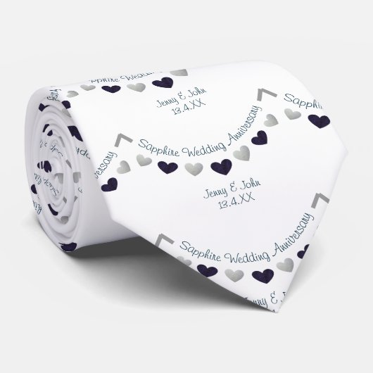 45thサファイヤ結婚ーの結婚記念日の夫のバント ネクタイ (ロール)