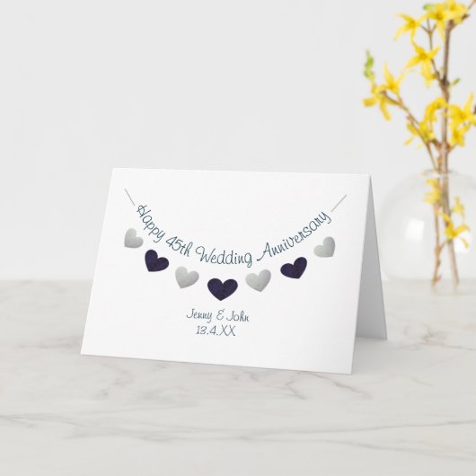 45thサファイヤ結婚ーの記念日のデザイン カード (黄色い花)