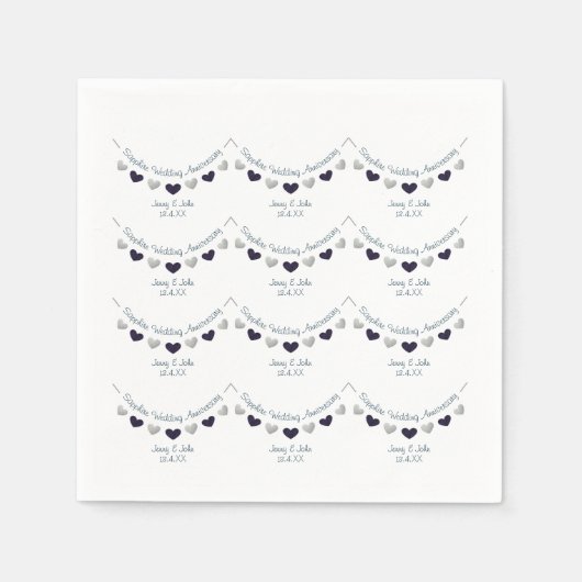 45thサファイヤ結婚ーの記念日のデザイン スタンダードカクテルナプキン (正面)