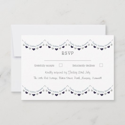 45thサファイヤ結婚ーの記念日のデザイン 出欠カード (裏面)