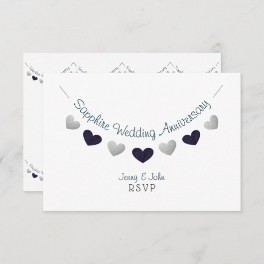 45thサファイヤ結婚ーの記念日のデザイン 出欠カード (正面/裏面)