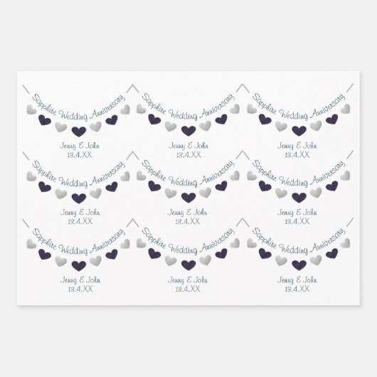 45thサファ結婚イアの結婚記念日の夫と妻 ラッピングペーパーシート (正面)