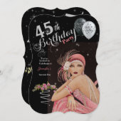 45thバースデーパーティーアールデコデザイン誕生日招待 招待状 (正面/裏面)
