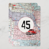 45thバースデーパーティードレッドレトロトラック 招待状 (正面/裏面)