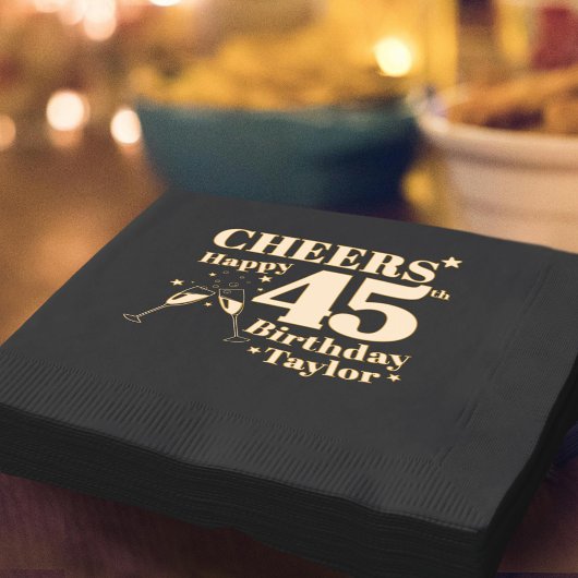 45thバースデーパーティー応援シャンパングラス 箔ナプキン