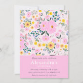 45thモダン誕生日招待状ボホーフローラシック 招待状 (正面)