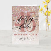 45th誕生日シックグリッターカーグラデーションド カード (黄色い花)