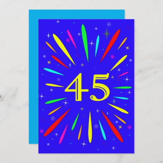 45th誕生日パーティーの招待状の爆発 招待状 (正面/裏面)