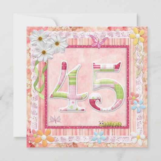 45th誕生日パーティースクラップブック作りスタイル 招待状 (正面)