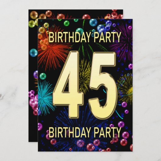 45th誕生日パーティー招待花火大会 招待状 (正面/裏面)