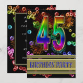 45th誕生日パーティー招待(バブル付き) 招待状 (正面/裏面)