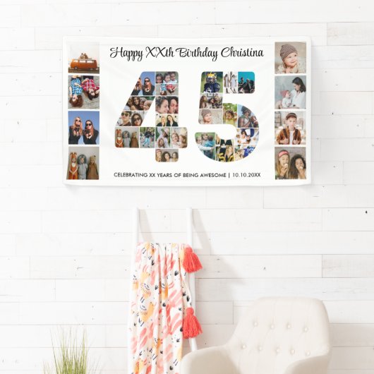 45th誕生日パーティー番号45フォトコラージュ 横断幕 (インサイチュ)