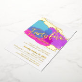 45th誕生日パーティー金ゴールド写真の明るい抽象芸術 箔招待状 (回転した状態)