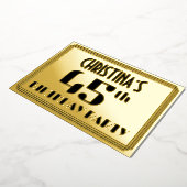 45th誕生日パーティー:アールデコの外観"45"と名前 箔招待状 (回転した状態)