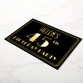 45th誕生日パーティー:アールデコ見る"45"、名前F 箔招待状 (回転した状態)