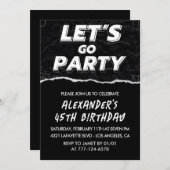 45th誕生日招待状メンズ白黒 招待状 (正面/裏面)