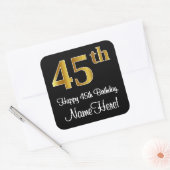 45th誕生日-エレガント豪華なフェイク金ゴールドルック# スクエアシール (封筒)