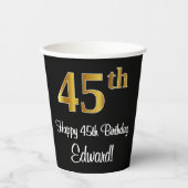 45th誕生日-エレガント豪華なフェイク金ゴールドルック# 紙コップ (正面)
