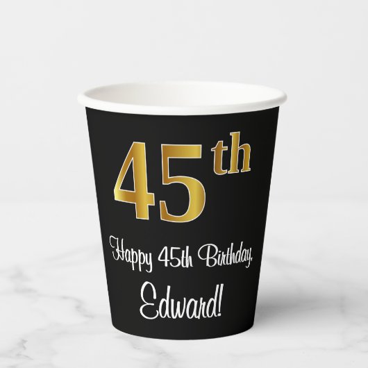 45th誕生日-エレガント豪華なフェイク金ゴールドルック# 紙コップ (正面)