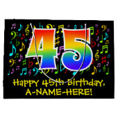 45th誕生日-カラフル音楽シンボル、レインボー45 ラージペーパーバッグ (裏面)