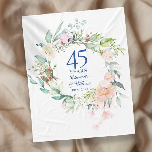 45th 65th結婚's Anniversary Water colorフローラ フリースブランケット