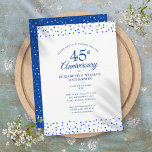 45th 65th Anniversary Sapphire Blue Loveハート 招待状<br><div class="desc">繊細なサファイアブルーの愛のハート紙吹雪。シックなタイポグラフィで特別な45thまたは65thの結婚記念日の情報でパーソナライズ。Thisisnomeによる設計©</div>