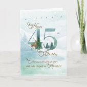 45th Birthday Evergreen Pines and Deer Nature カード (正面)