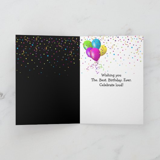 45th Birthday Neon Polygon Abstract  カード (内部)