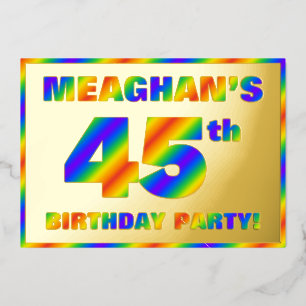 45th Birthday Party —おもしろい、レインボースペクトル「45」 箔招待状