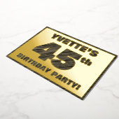 45th Birthday Party — はっきりしたWood Grainフェイク文字 箔招待状 (回転した状態)