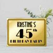 45th Birthday Party —アールデコ検索「45」 +名前 箔招待状 (立ち正面)