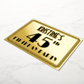 45th Birthday Party —アールデコ検索「45」 +名前 箔招待状 (回転した状態)