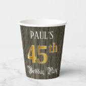 45th Birthday Party — フェイク金ゴールド&ウッドフェイク・ルックス 紙コップ (正面)