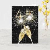 45th Birthday Sparklers and Champagne Toast カード (黄色い花)