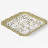 45th Party Random Number Pattern Gold/White ペーパープレート (傾斜あり)