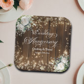 45th Wedding Anniversary Rustic String Lights  ペーパープレート