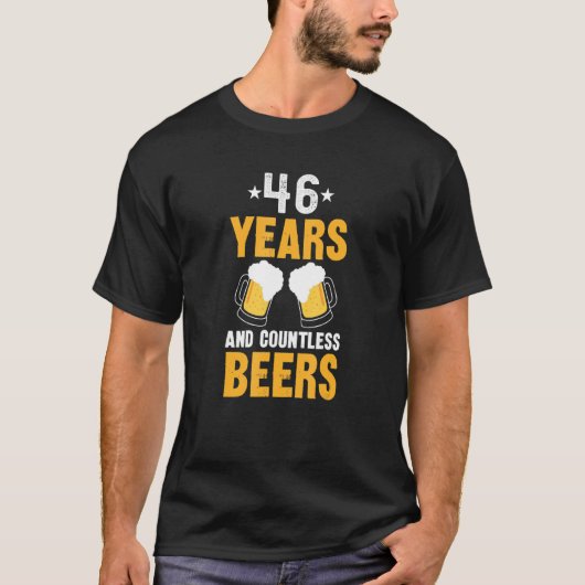 46年と無数のビール46誕生日 Tシャツ (正面)