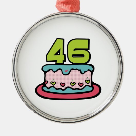 46歳お誕生日ケーキ メタルオーナメント (正面)