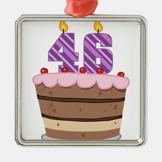 46歳お誕生日ケーキ メタルオーナメント (正面)