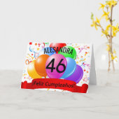 46歳のお誕生日おめでとう Feliz Cumpleanos カード (黄色い花)