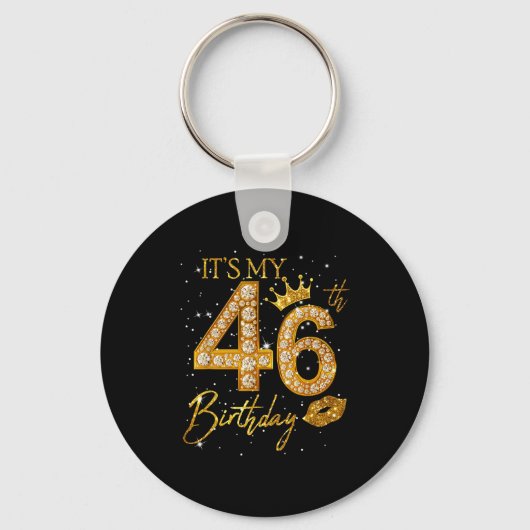 46歳の誕生日おめでとう クラウン 46歳 46歳の誕生日 キーホルダー (正面)