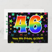 46歳の誕生日おめでとう：楽しいスターパターン、虹46、名前 ポストカード (正面/裏面)