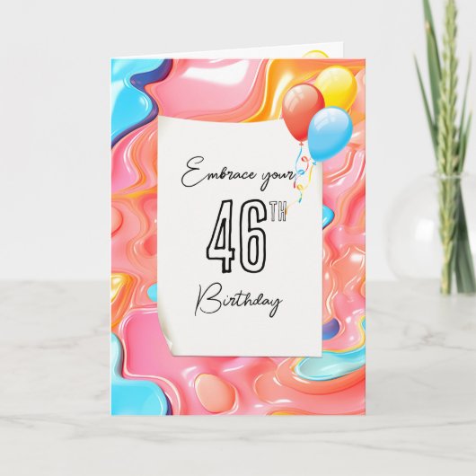 46歳の誕生日にサイケデリックな3Dアブストラクト カード (正面)