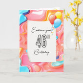 46歳の誕生日にサイケデリックな3Dアブストラクト カード (黄色い花)